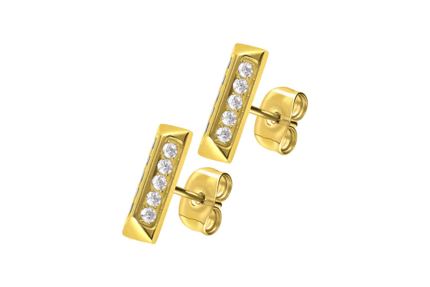 Titan Ohrstecker PYRAMIDE + EINGEFASSTE KRISTALLE von Piercingline